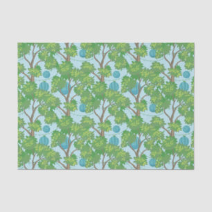 Papel De Seda Patrón asiático azul verde
