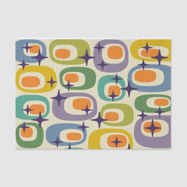 Papel De Seda Patrón atómico moderno de mediados de siglo (Anverso)