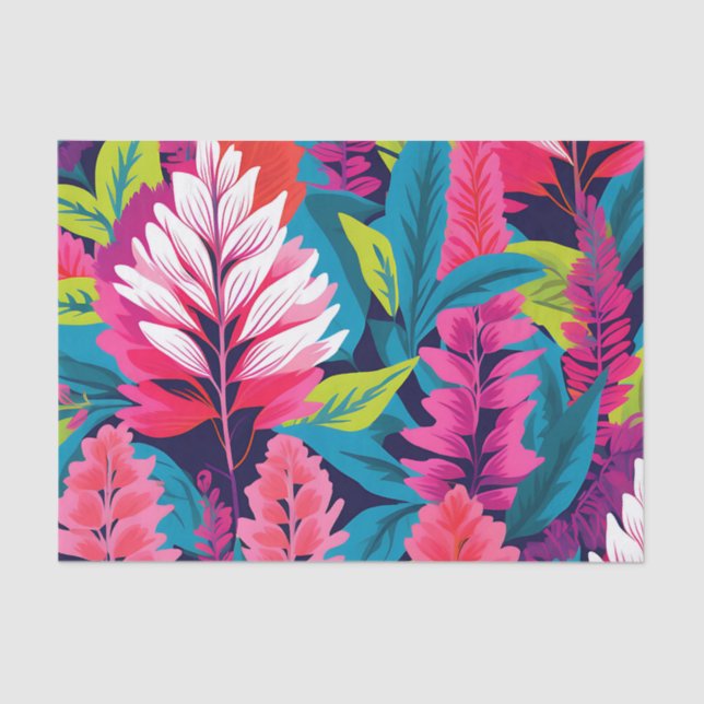 Papel De Seda Patrón audaz de arte pop floral (Anverso)