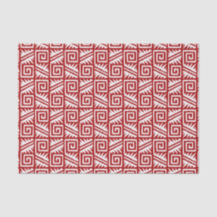 Papel De Seda Patrón Aztec Ikat - rojo oscuro y blanco