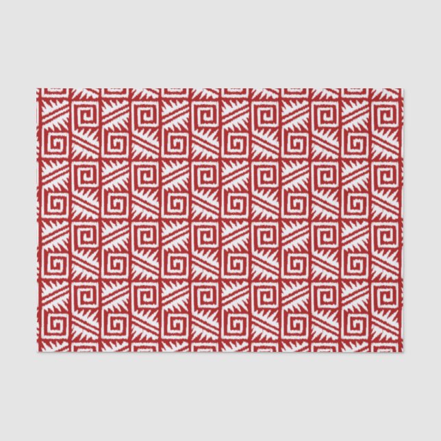 Papel De Seda Patrón Aztec Ikat - rojo oscuro y blanco (Anverso)