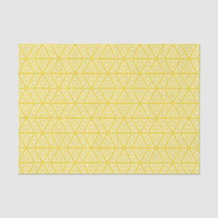 Papel De Seda Patrón azteca geométrico amarillo y blanco