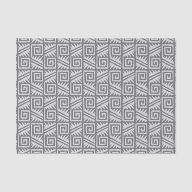 Papel De Seda Patrón Azteca Ikat - Tonos grises / grises (Anverso)