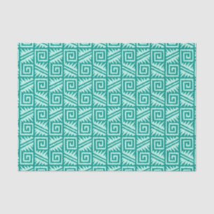 Papel De Seda Patrón Azteca Ikat - Turquesa y Aqua