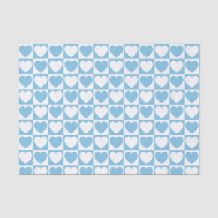 Papel De Seda Patrón azul claro y blanco controlado con corazone