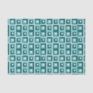 Papel De Seda Patrón azul de cuadrados geométricos