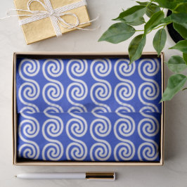 Papel De Seda Patrón azul de las ondas de las teclas del meandro