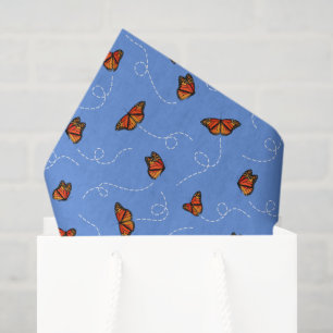 Papel De Seda patrón azul de mariposas monarca airosas