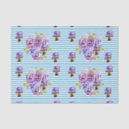 Papel De Seda Patrón azul del Pastel floral de flores de la boni