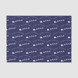 Papel De Seda Patrón Azul Marino de Silueta de Reno de Trineo de