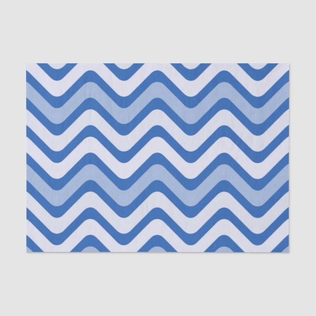 Papel De Seda Patrón azul ondulado (Anverso)