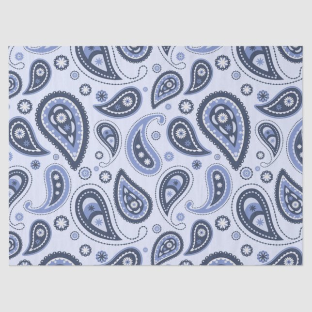 Papel De Seda Patrón azul paisley (Anverso)