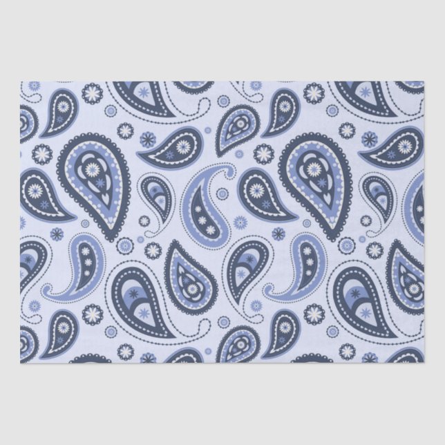 Papel De Seda Patrón azul paisley (Anverso)