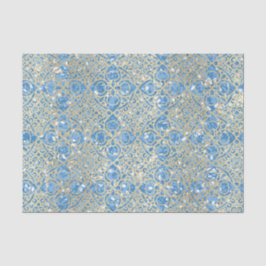 Papel De Seda Patrón azul y dorado