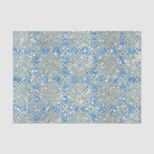 Papel De Seda Patrón azul y oro