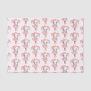 Papel De Seda Patrón Ballerina de Elefante Rosa y Gris