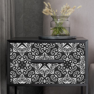 Papel De Seda Patrón barroco gótico negro y blanco