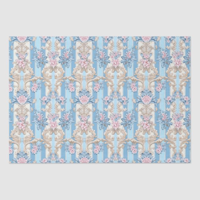 Papel De Seda Patrón barroco pastel elegante (Anverso)