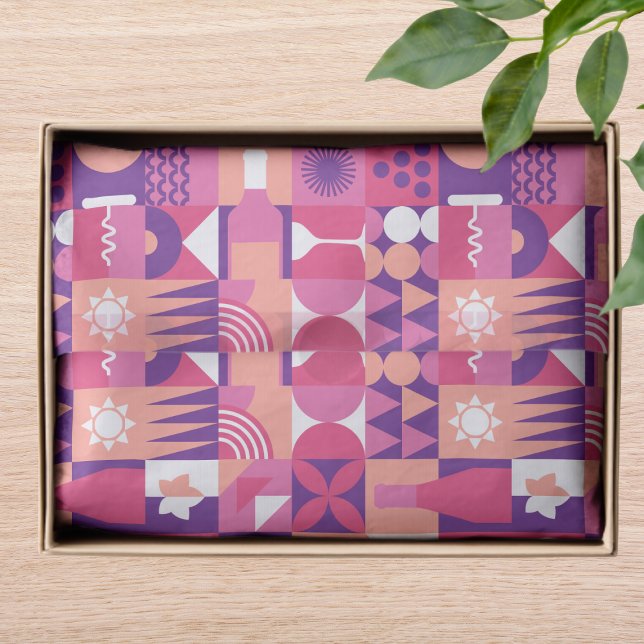 Papel De Seda Patrón Bauhaus de vino púrpura retro (Subido por el creador)