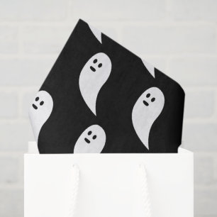 Papel De Seda Patrón blanco blanco negro de Ghost Halloween
