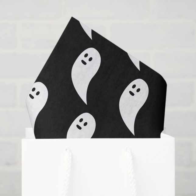 Papel De Seda Patrón blanco blanco negro de Ghost Halloween (Bolsa de regalo)