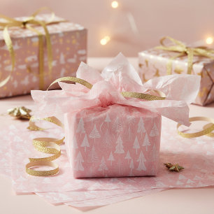 Papel De Seda Patrón blanco rosa de Navidad #6 ID1009