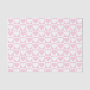 Papel De Seda Patrón blanco y rosa claro con corazones