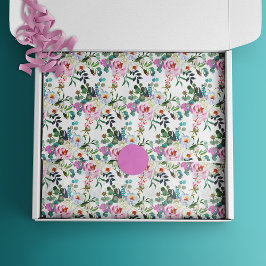 Papel De Seda Patrón bohemio de acuarela floral rosa