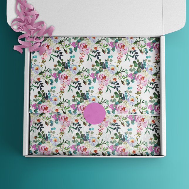 Papel De Seda Patrón bohemio de acuarela floral rosa (Subido por el creador)