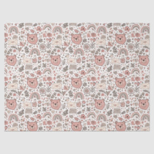 Papel De Seda Patrón bohemio de osito de peluche escandinavo