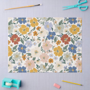 Papel De Seda Patrón Boho de Prado de Flores Silvestres