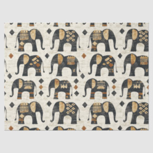 Papel De Seda Patrón boho elefante tribal (2)