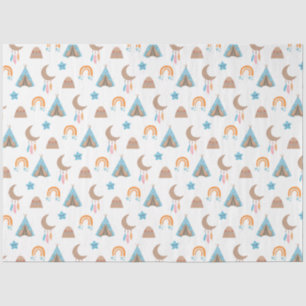 Papel De Seda Patrón Boho Lindo en Blanco