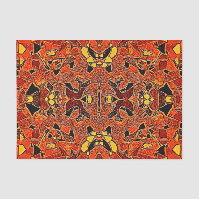 Papel De Seda Patrón boho occidental amarillo del Naranja nativo (Anverso)
