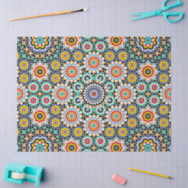 Papel De Seda Patrón boho tradicional mosaico marroquí