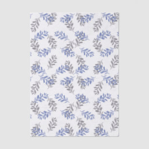 Papel De Seda Patrón Botánico Acuarela Azul y Gris