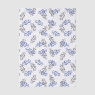 Papel De Seda Patrón Botánico Acuarela Azul y Gris