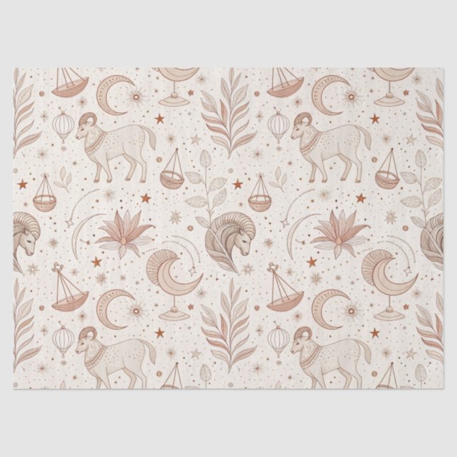 Papel De Seda Patrón Botánico Celestial (1) (Anverso)