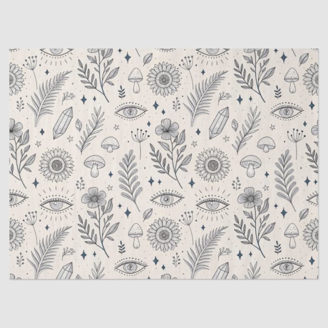 Papel De Seda Patrón Botánico Celestial (4) (Anverso)
