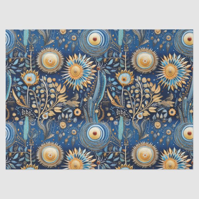 Papel De Seda Patrón botánico de aves exóticas Chinoiserie (4) (Anverso)
