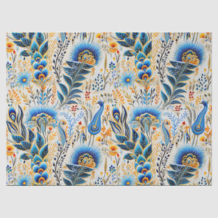 Papel De Seda Patrón botánico de aves exóticas Chinoiserie (9)