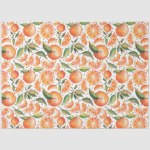 Papel De Seda Patrón Botánico de Cítricos Naranja Acuarela