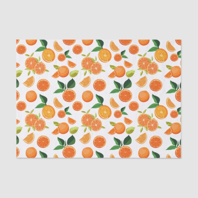 Papel De Seda Patrón botánico de Citrus naranja (Anverso)