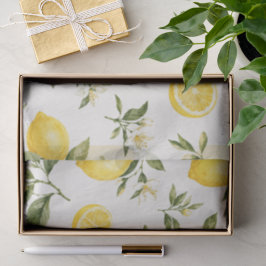 Papel De Seda Patrón Botánico de Flor de Limón en Acuarela Elega
