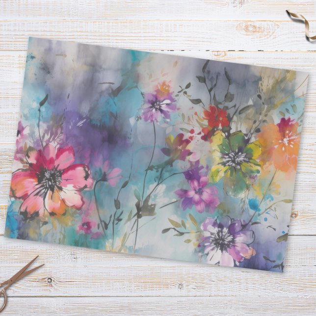 Papel De Seda Patrón botánico de flores silvestres en acuarela c (Subido por el creador)