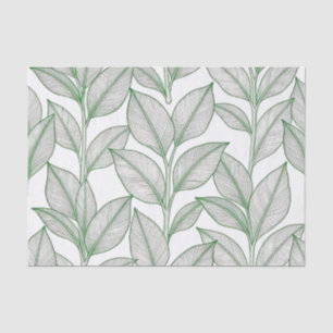 Papel De Seda Patrón Botánico de Hoja de Laurel Verde