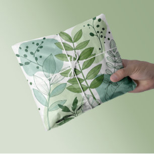 Papel De Seda Patrón botánico de hoja verde salvia moderno