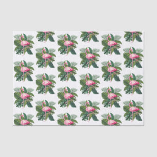 Papel De Seda Patrón Botánico de Hojas Tropicales de Flamenco