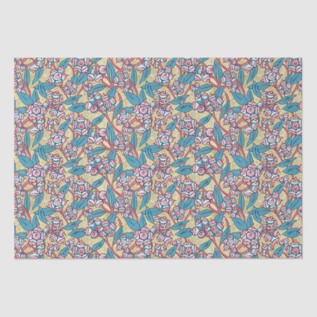 Papel De Seda Patrón botánico de planta australiana Eucalyptus S (Anverso)