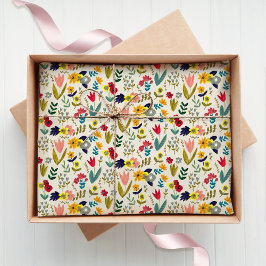 Papel De Seda Patrón botánico de primavera floral de bonito